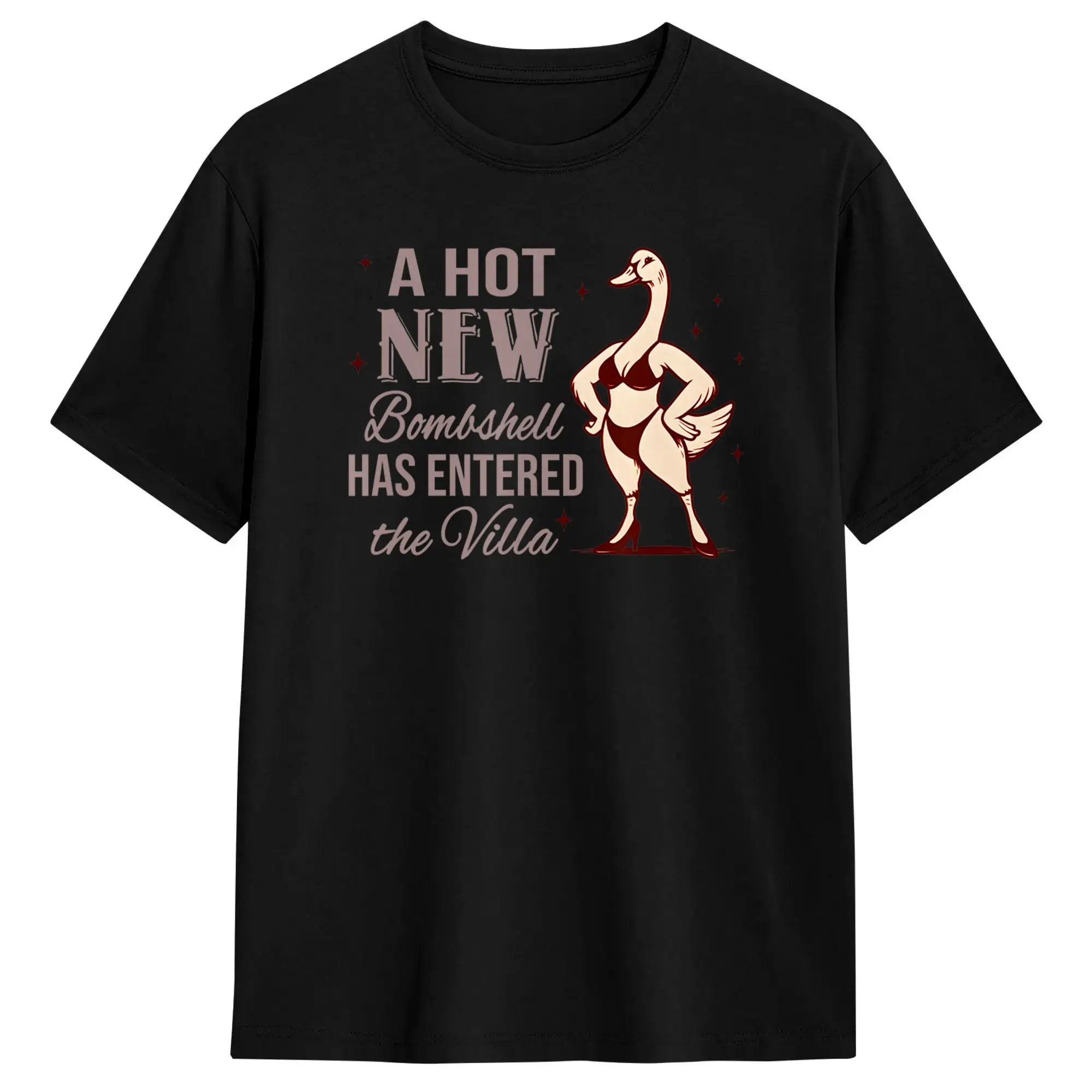 Couple T Shirt A Hot New Bombshell Has Entered The Villa Funny Goose Meme T-Shirts Hip Hop  Summer Tees Funny Cotton Clothing