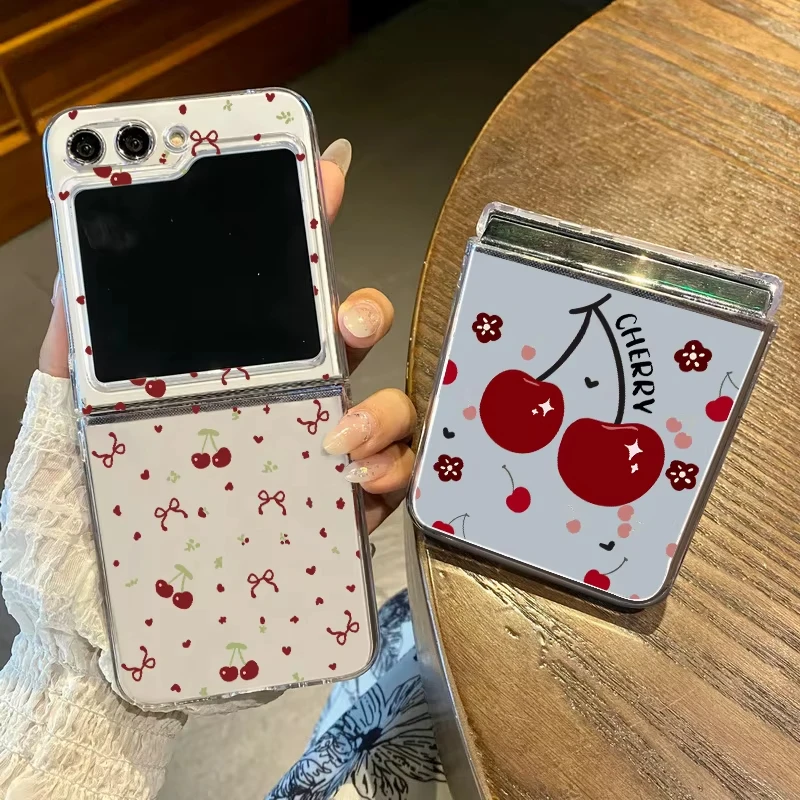 Bowknot الكرز حافظة شفافة لسامسونج غالاكسي Z Flip 7 6 5 4 3 2 1 سيليكون لينة حافة غطاء مكافحة سقوط واقية قشرة صلبة #6