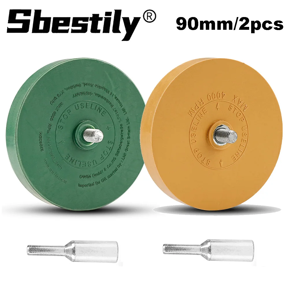 2 pz/set 90mm decalcomania Remover gomma ruota profumata tampone per lucidatura adattatore per trapano per rimuovere adesivo adesivo per auto