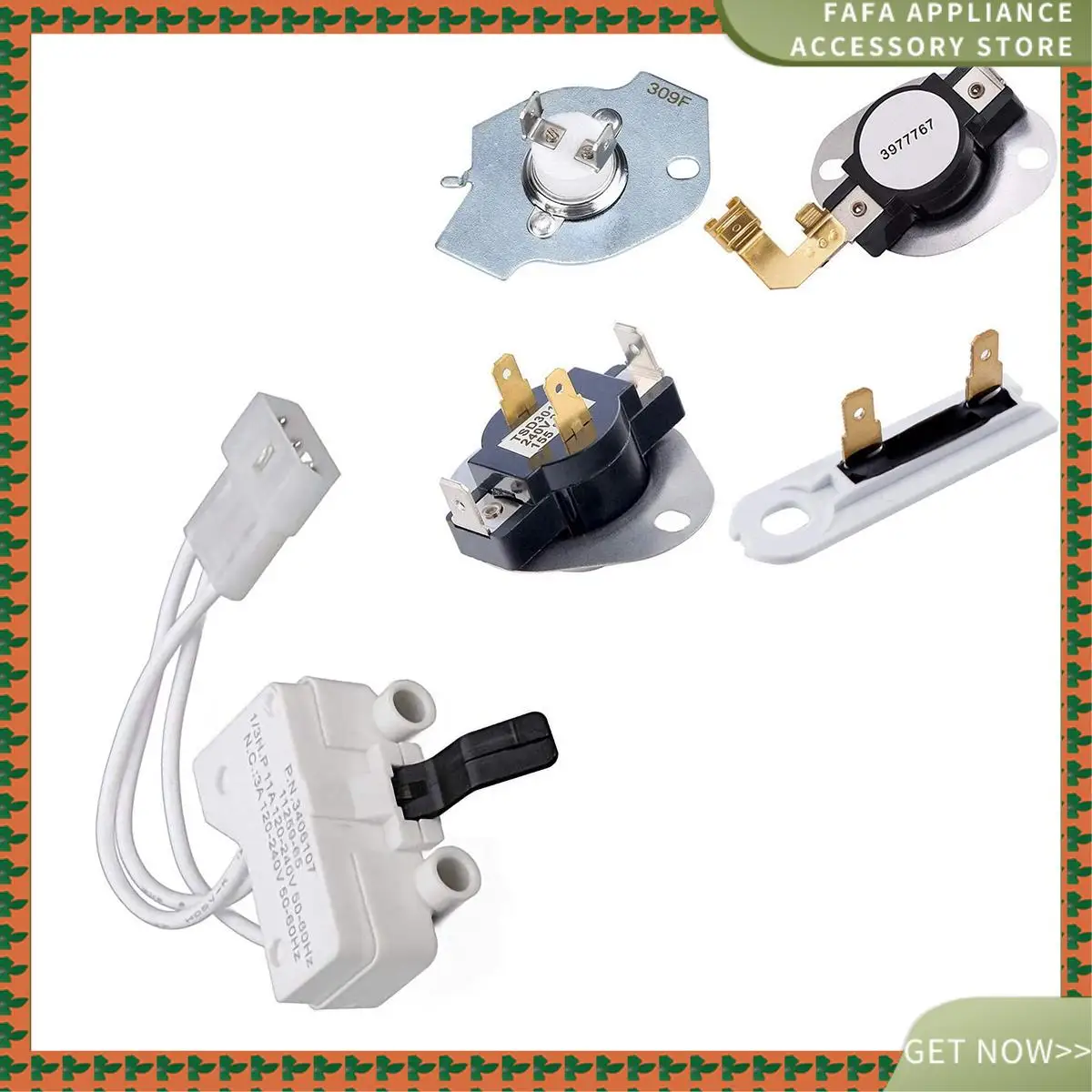 

Дверной переключатель сушильной машины для 3406109 3406107 Whirlpool, Kenmore, Sears, Maytag, Roper, Estate и комплект для замены сушильной машины 3387134 High-Limi