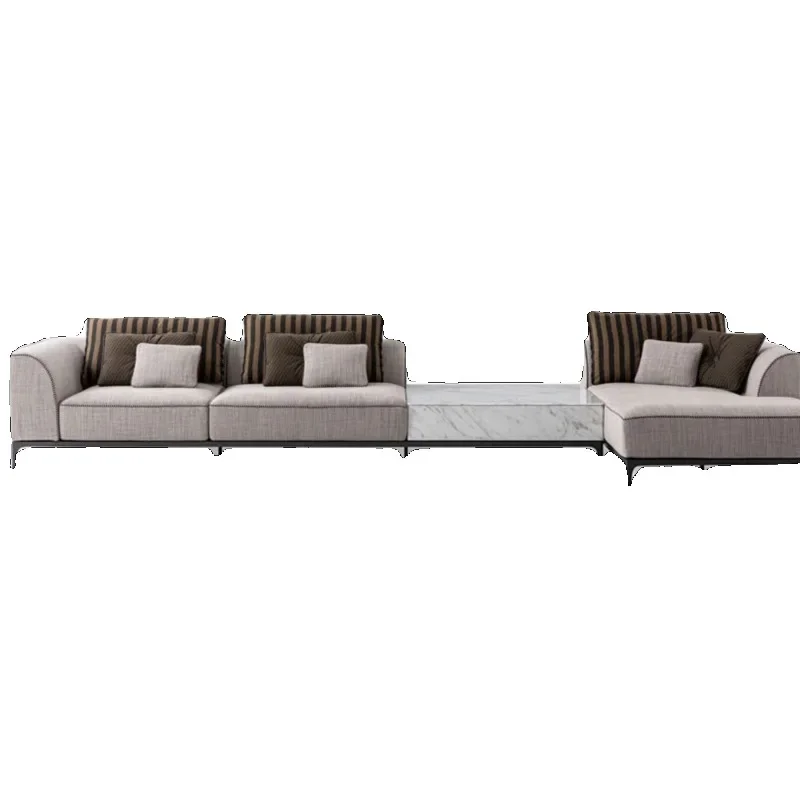 Italian light luxury cotton and linen fabric multi-person combination sofa, villa large FENDIi sofa