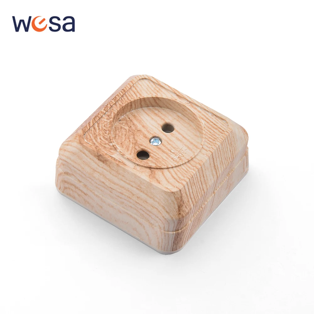 Elektrische Steckdosen aus Holz, lackiert, Kunststoff, flammhemmend, EU-Standard, nicht geschliffen, klassische Wandsteckdose, 250 V, Oberfläche für Zuhause
