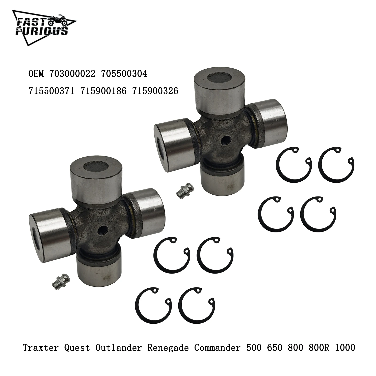 2PCS 25X64 U-Joint Unit Pack Kit for 705500304 70300002 Traxter Quest Outlander Renegade Commander 500 650 800 800R 1000