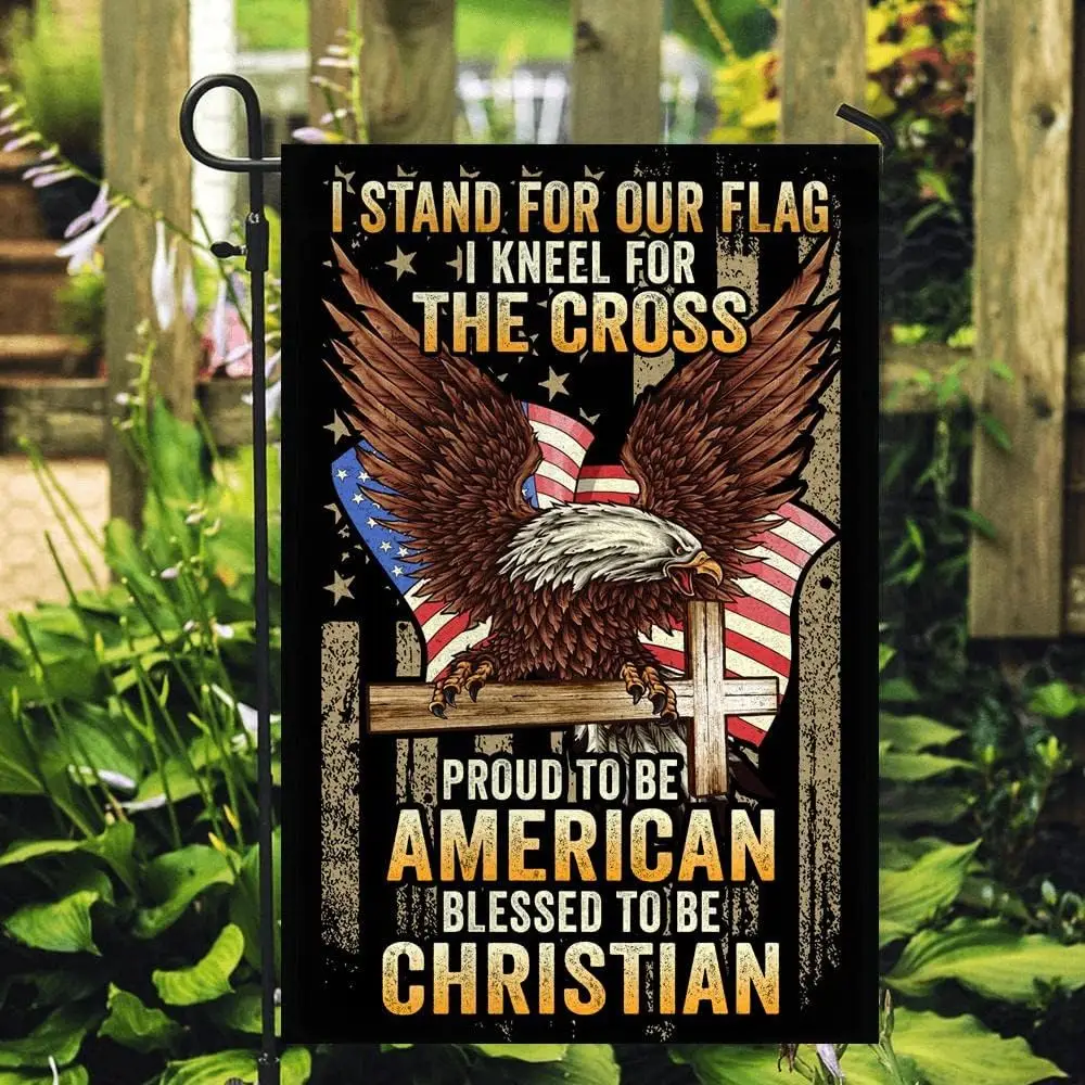 I Stand for Our Flag I Kneel for The Cross US Flag Eagle Christian Cross (12