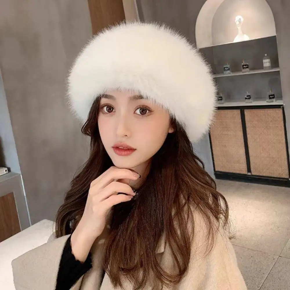 New Female Panama Caps Ear Protection Winter Hats Women Faux Fox Fur Hat Thicken Cold Mongolian Hat Russian Ear Warmer Bonnet