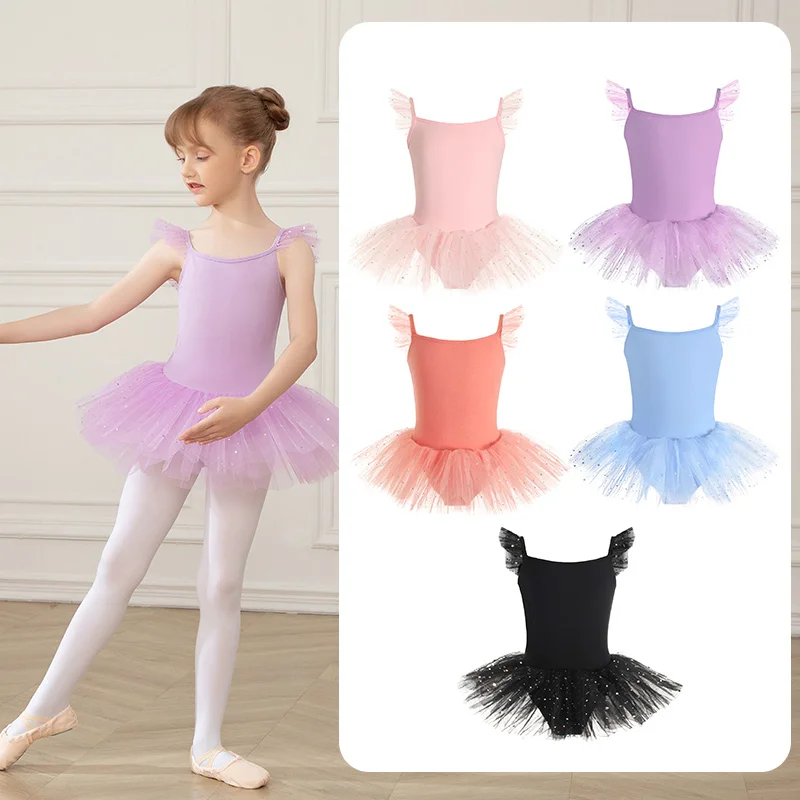 สาวบัลเล่ต์ Leotards บัลเล่ต์ Tutu ชุดเด็กเต้นรําเสื้อผ้ากระโปรงยิมนาสติก Dancewear Balleriana เสื้อผ้าแขนสั้น