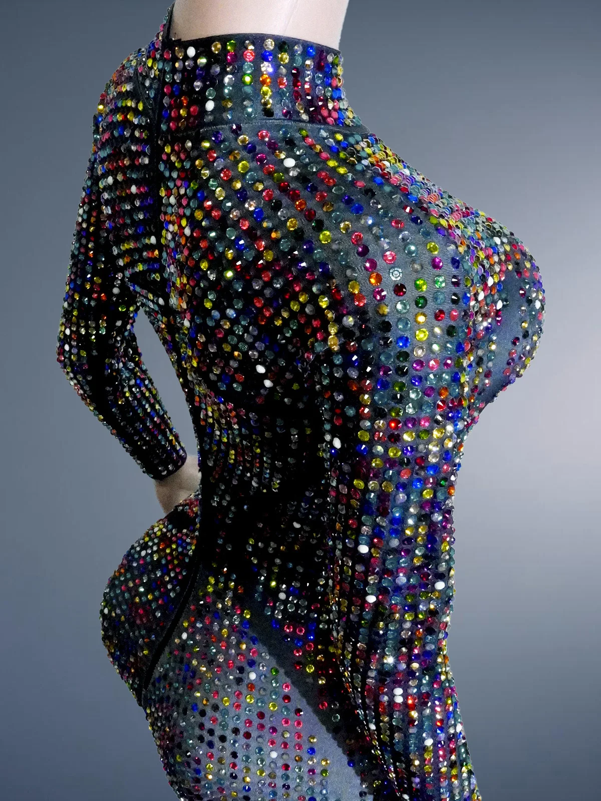 Mono Sexy lujoso con diamantes de imitación para mujer, traje de baile para discoteca, espectáculo de actuación, traje de fiesta, Drag queen