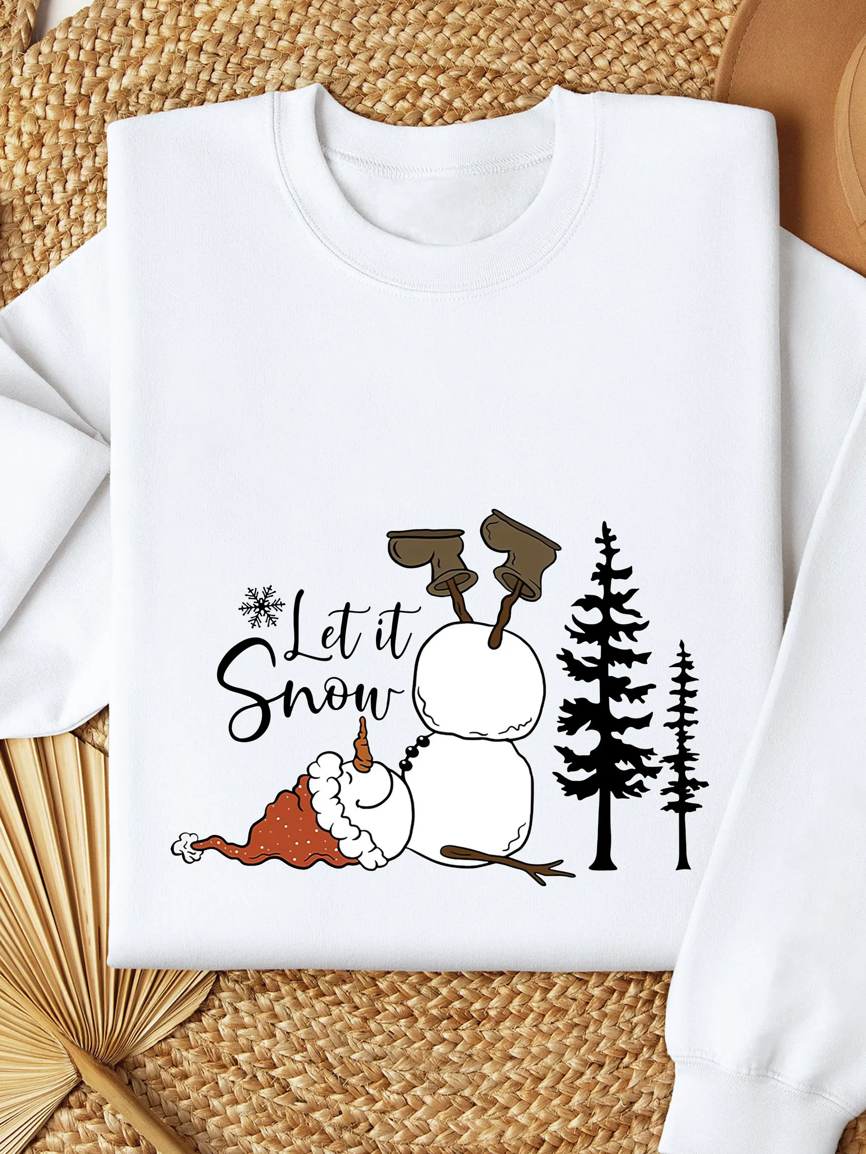 Let It Snow Christmas SweatshirtSnowman Sweatshirt Funny Christmas Thermal Lined Sweatshirt Christmas gift for family