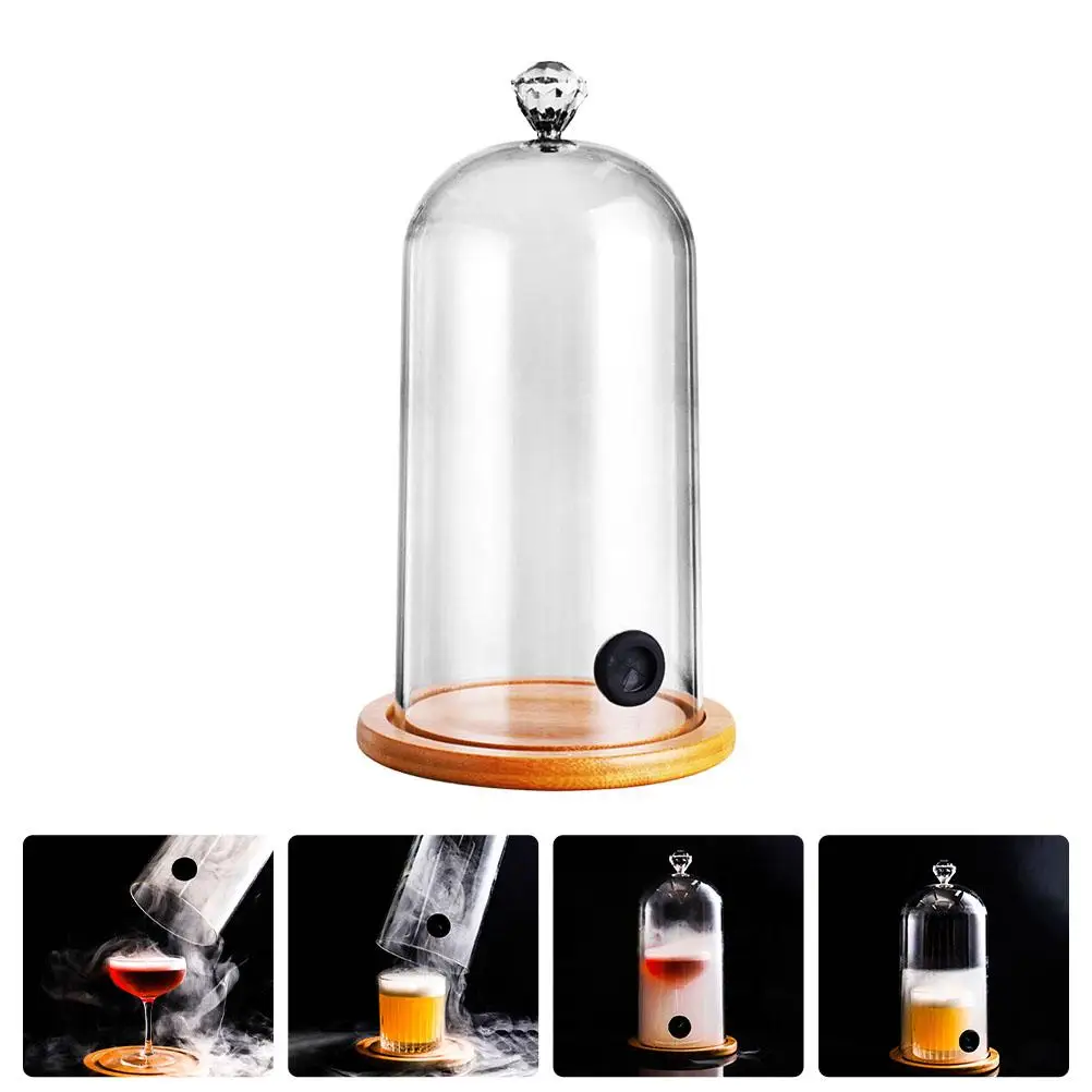 1 set PC Plastic Smoke Hood Tool With Base Cocktail Smoke Lid Snack Smoking Cover For Party Kitchen Dining Grill Accessory