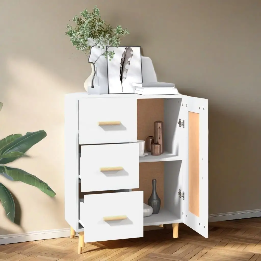 Modern White Sideboard 69.5x34x90 cm - Durable Engineered Wood Storage Cabinet