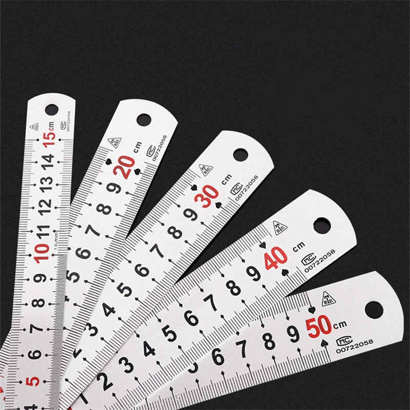 1PCS Stainless Steel Double Sided Straight Edge Precision Metal Measuring Tool Ruler 15/20/30/40/50 cm Scale Measuring Tool