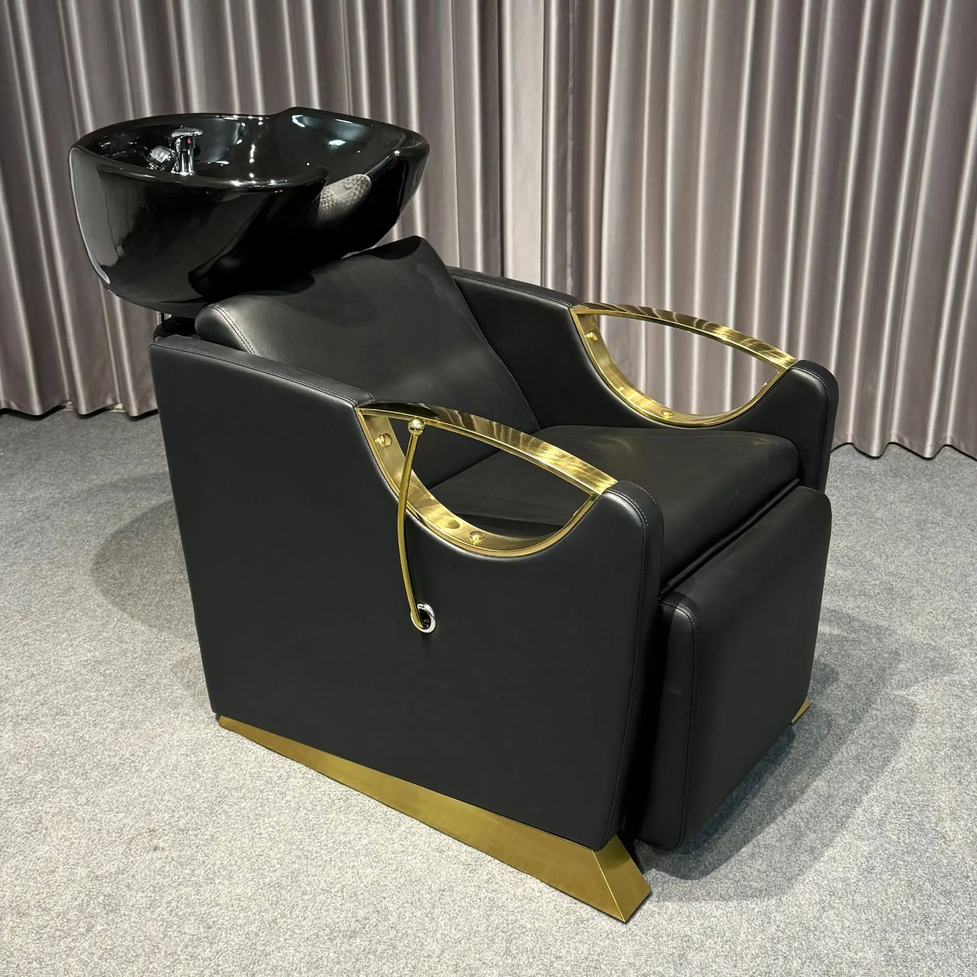 Export Europe America Modern Minimalist Leather Salon-style Seated Rapid-flush Chair Shampoo Bed Flushable Shampoo Chair Chair