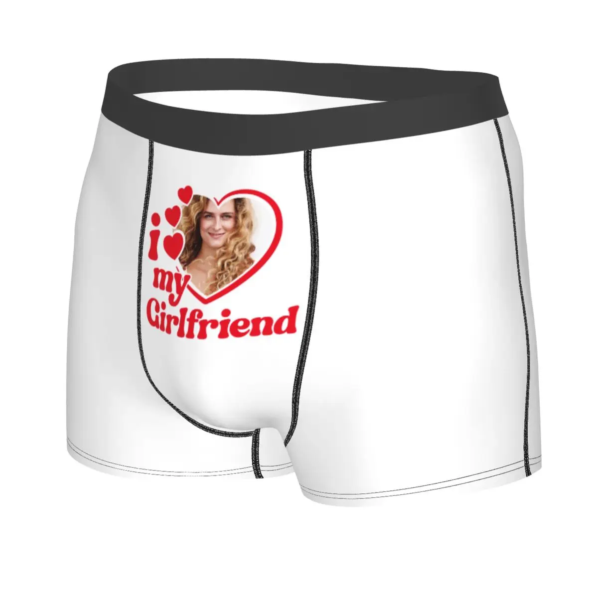 I Love My Girlfriend Custom Men Long Underwear Personalized Valentine's Day Gift Boxer Briefs Shorts Panties Underpants for Male