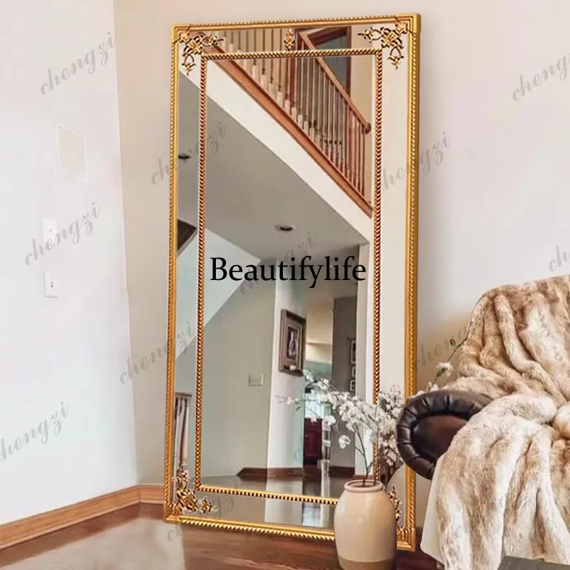 A74 carved full-length mirror home living room wall floor-to-ceiling mirror bedroom fitting mirror