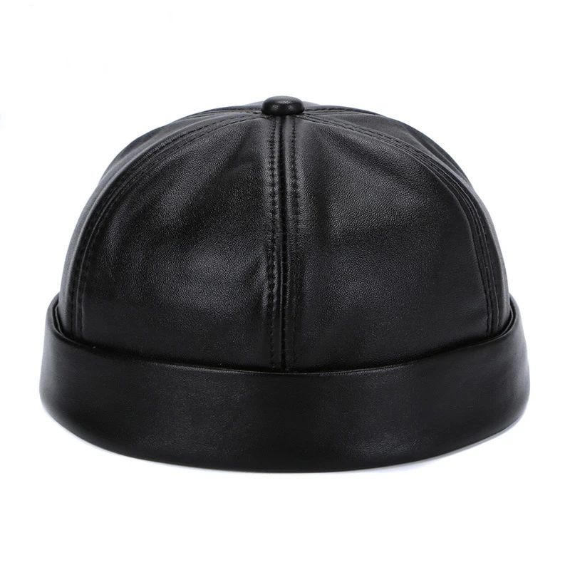 Brand Vintage Beanie Hats Men Women Spring Autumn Landlord Hat Streetwear Hip Hop Brimless Hat Sheepskin Docker Cap Wholesale