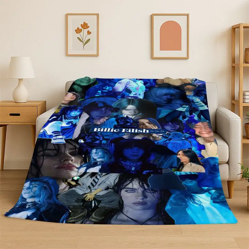 Famous Singer Billie Eilish Star Soft Flannel Throw Blanket,Warm Cozy Blanket for Bed,Couch,Sofa,Bedroom,Living Room,Travel