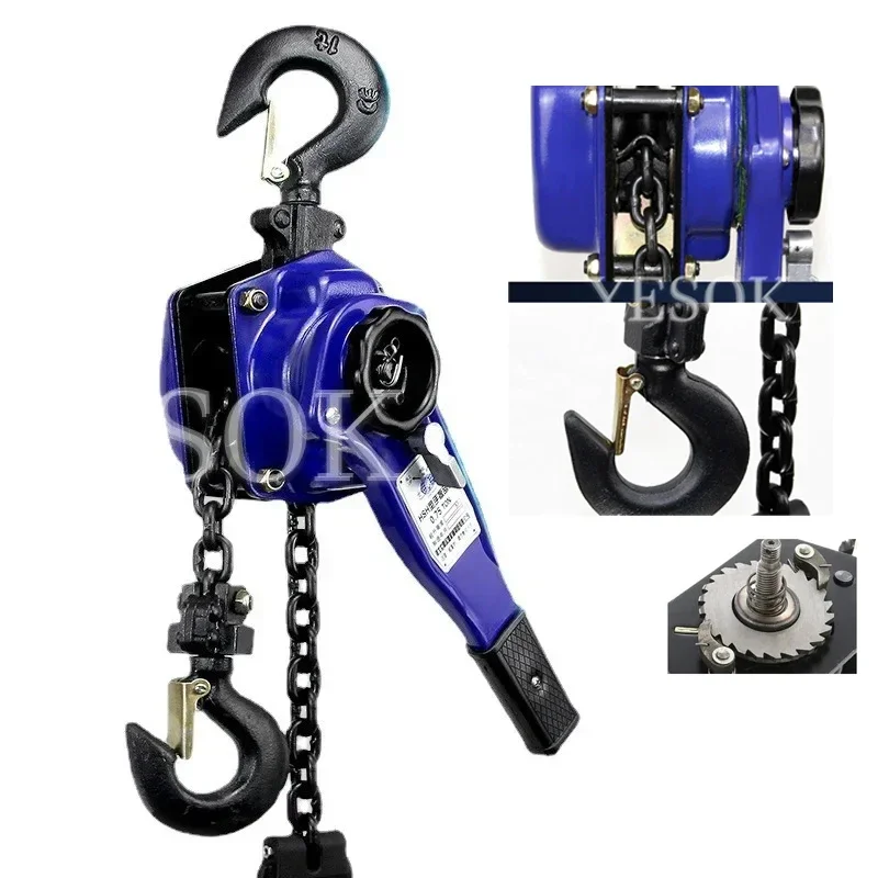 0.75t/1t/1.5t/2t/Manuale Gancio In Acciaio Al Manganese Filo Manuale di Trazione Strumento di Sollevamento Leva Piccola Catena A Mano Manuale paranco di trazione/3M