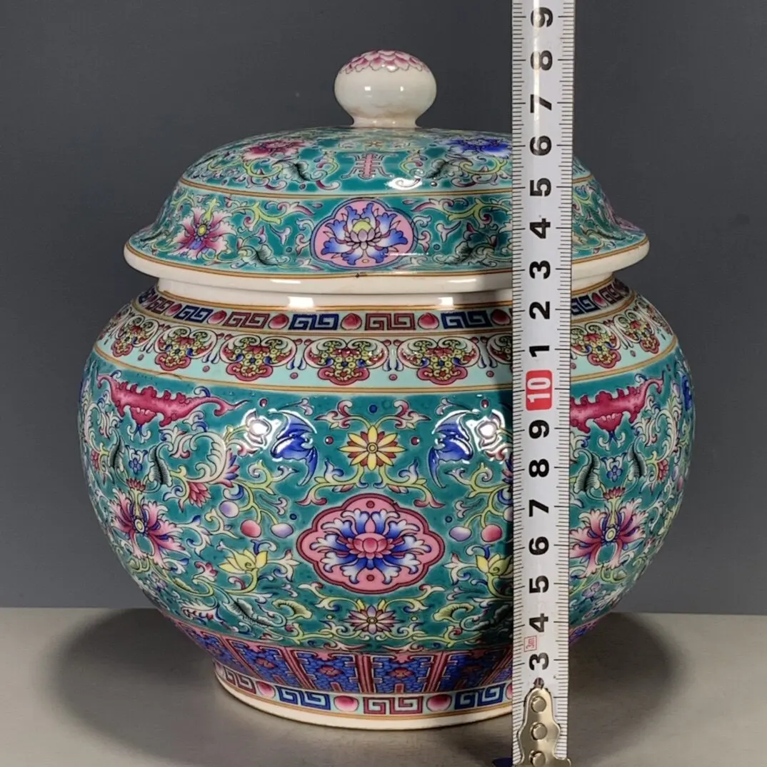 Antique Porcelain Qing Qianlong Enamel Color Entwined Flower Antique Lid Jar FOLK ART Collection Modern Exquisite Handicraft