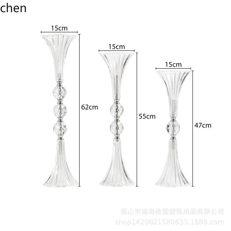 YFY Trumpet Funnel Vase Transparent Acrylic Road Lead Wedding Romantic Decoration Ornament Floral Props