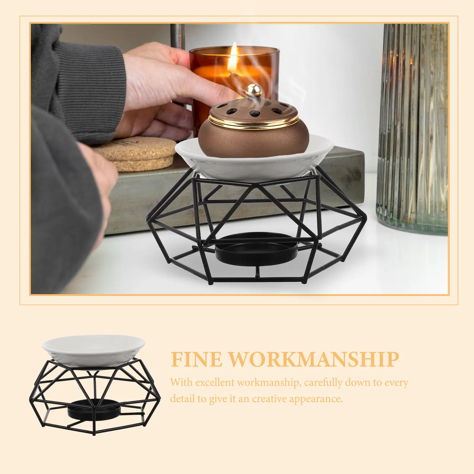 1Set Exquisite Handcrafted Incense Burner Censer for Tea Ceremony Home Office Decor Aroma Stove Wax Melter Desktop Censer