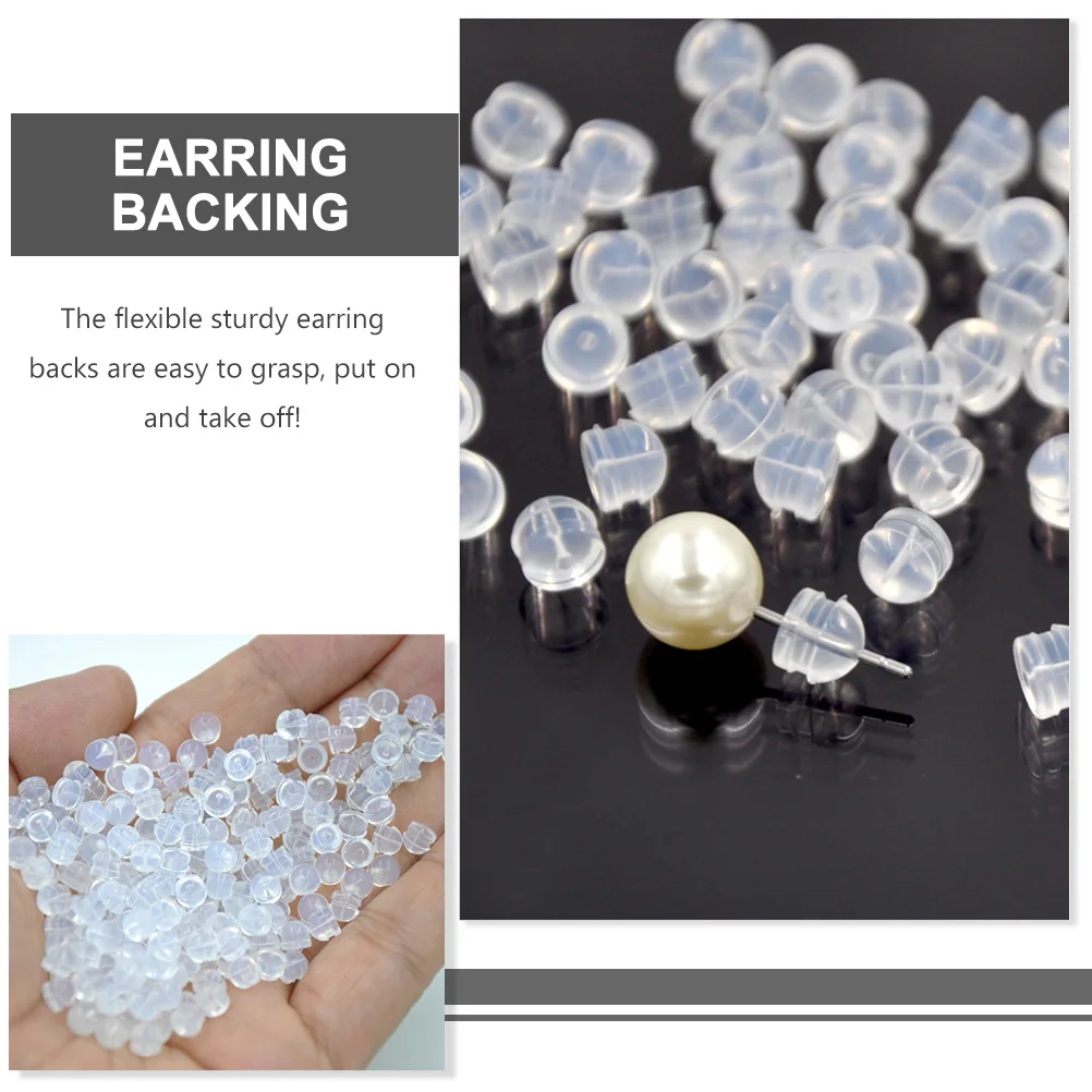 

200pcs Silicone Backs Clear Replacement Plugs Secure Locking Stoppers For Women Diy Jewelry Findings Resin Earring Accessories