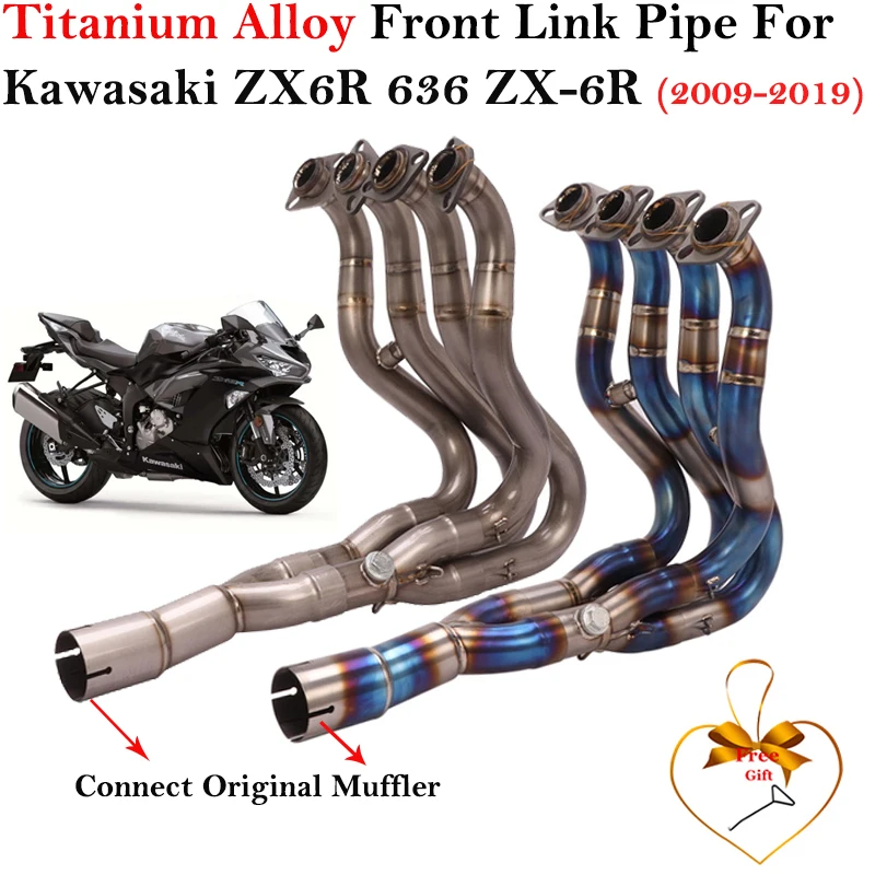 

For Kawasaki ZX6R ZX-6R 636 2009 - 2019 Motorcycle Exhaust Escape System Modify Titanium Alloy Connect Front Link Pipe Muffler