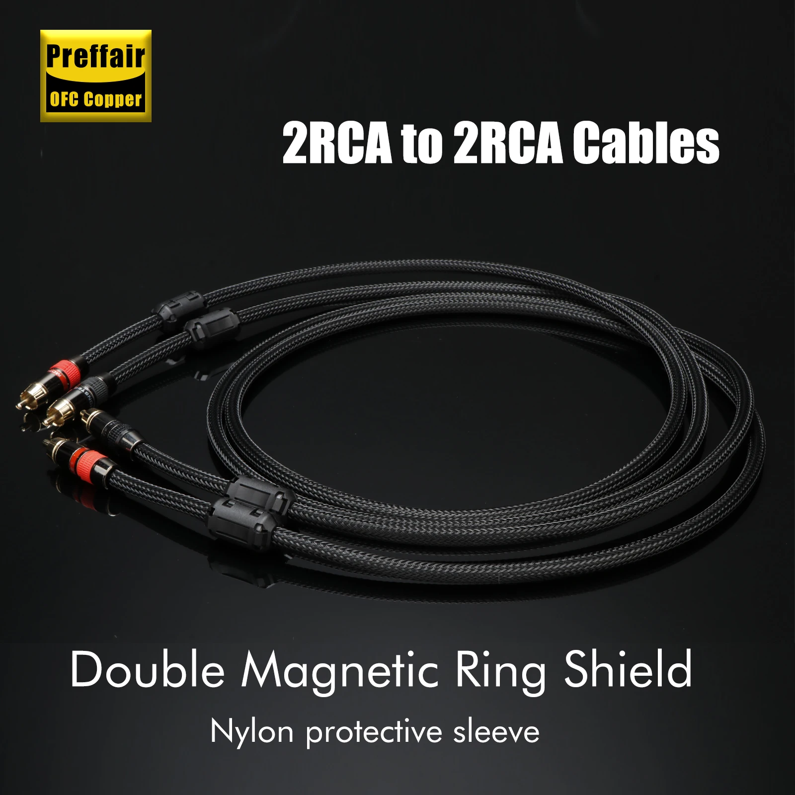 

Премиальный аудиокабель Preffair OFC Copper RCA - Hi-Fi аудиокабель 2RCA-2RCA с позолоченными разъемами 24K
