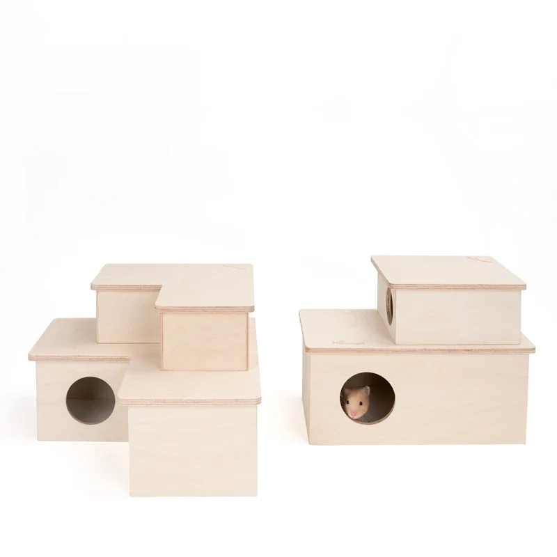 Pet Supplies Solid Wood Boards Cork Mat Hamster Three-Bedroom Dwarf Two-Bedroom Wooden Nest Shelter Suitable for Small Animals