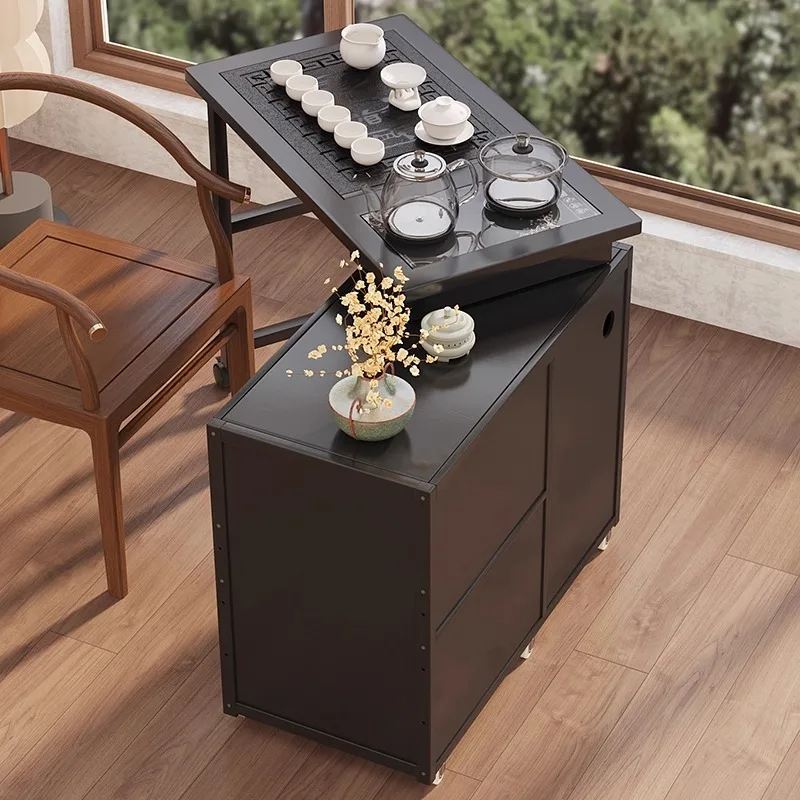 

RotatingTable, Small Home Cart, High-End Mobile Table for Living Room, Modular Tea Table Set , Adjustable Tea Cart