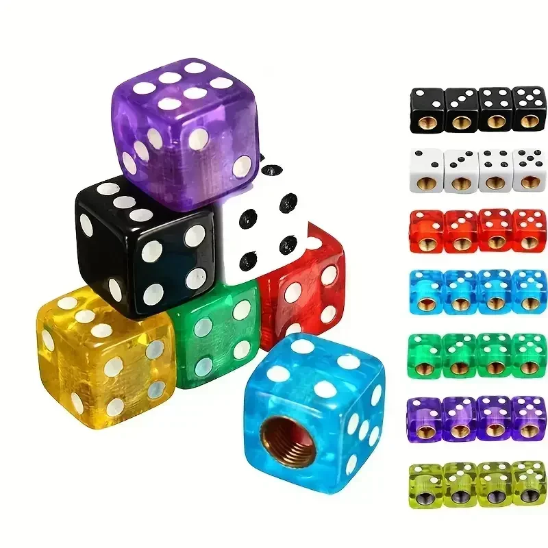 Car Truck Motocycle Cool Dice Shape Wheel Tire for Valve Stem Cover Cap,7 Colors Optional 24BD 4 Pcs