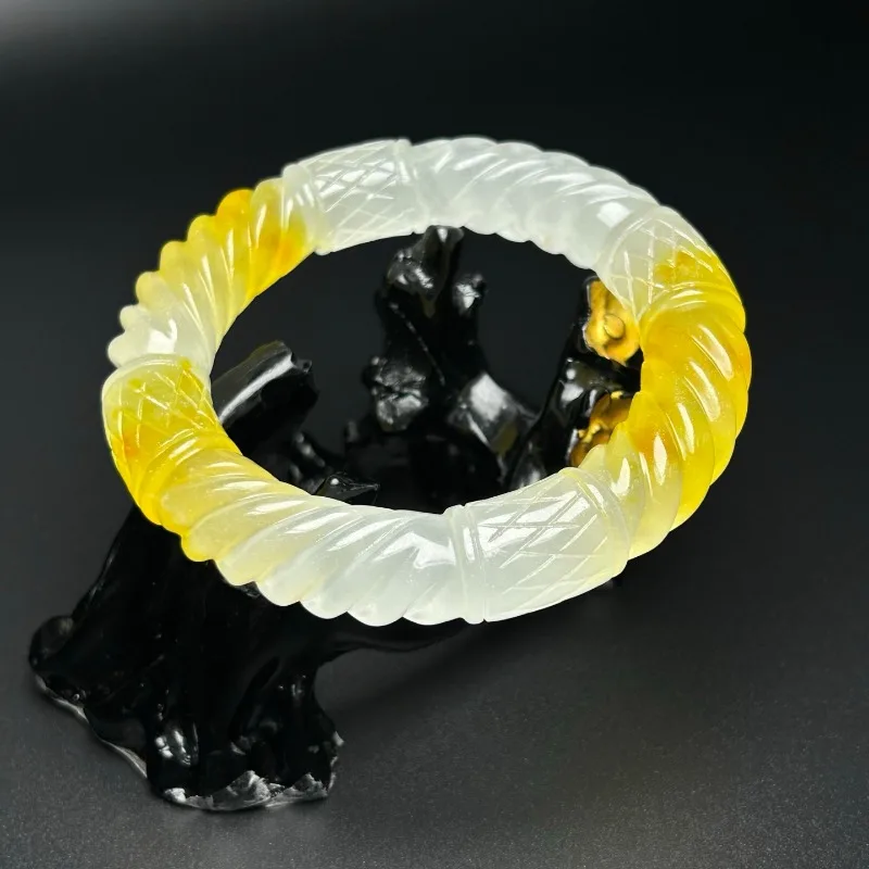 

Natural High Ice Quartzite Jade Yellow Twist Bracelet, Exquisite Fashion
