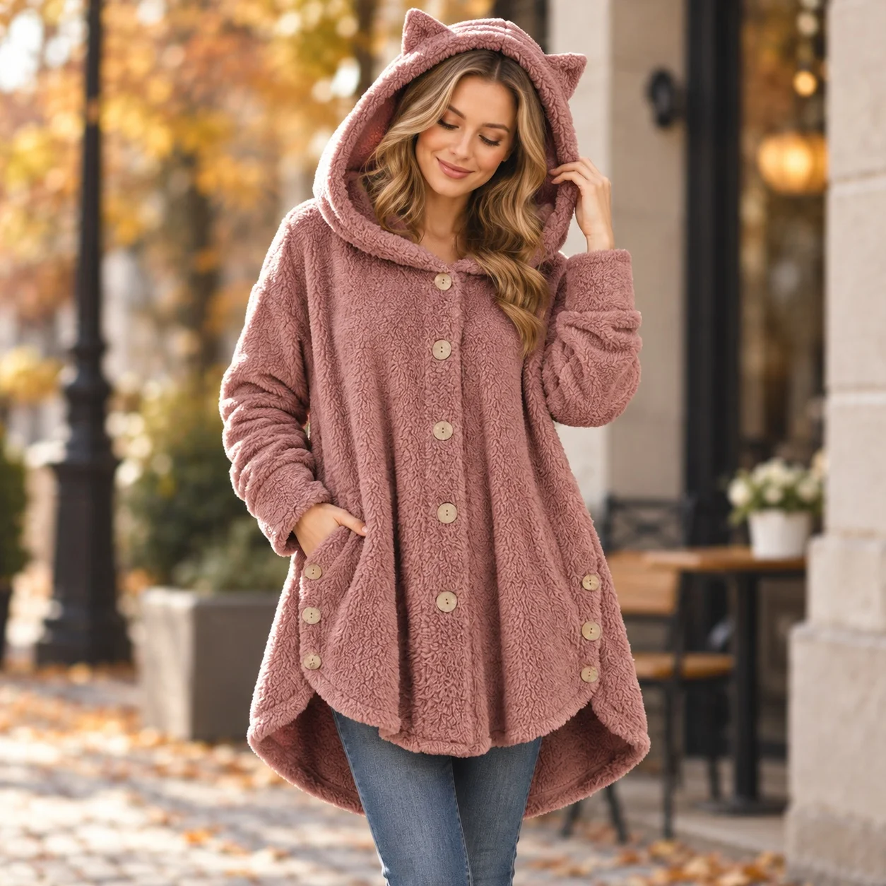 Asymmetrical Hem Hooded Top Regular Length Casual with Patchwork Irregular Design Single Regular Sleeve Relaxed Fit Women Jacket