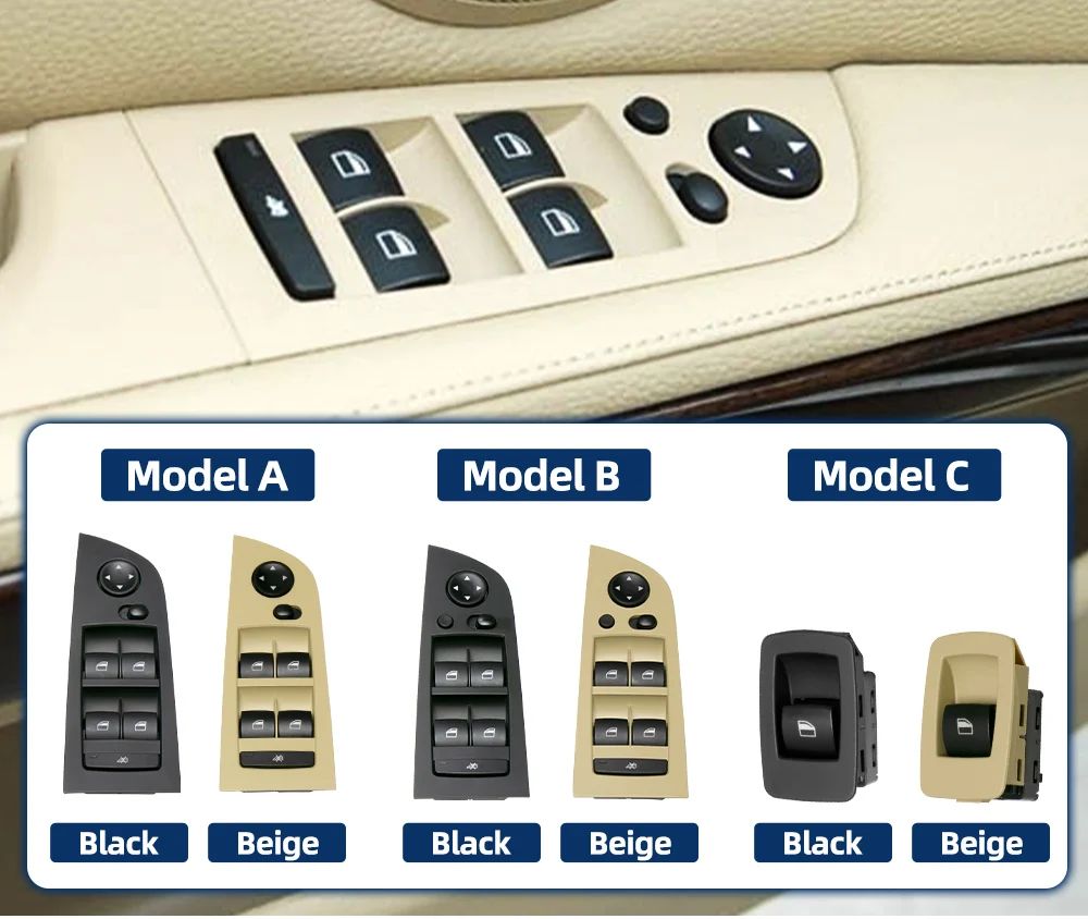 Elektrischer Fensterheberschalter für die vordere Fahrer- und Beifahrerseite für BMW 3er E90 2005-2012 Auto-Innenausstattung. – Detail 7