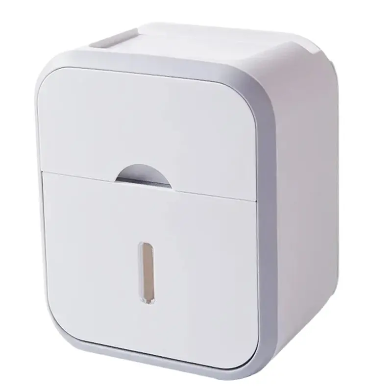 

Y42A-Wall Mounted Toilet Paper Organizer Waterproof High Capacity Dust-Proof Punch-Free Bathroom Roll Paper Storage