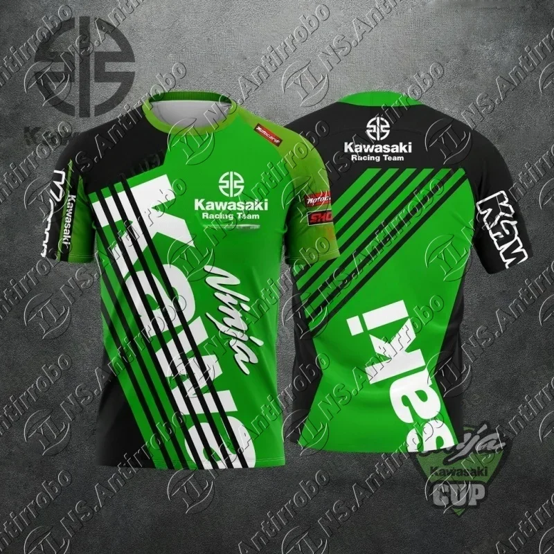 

Мужская быстросохнущая футболка Kawasaki Competition, Джерси, мотоциклетная спортивная футболка с короткими рукавами, впитывающая пот, футболка для езды по бездорожью