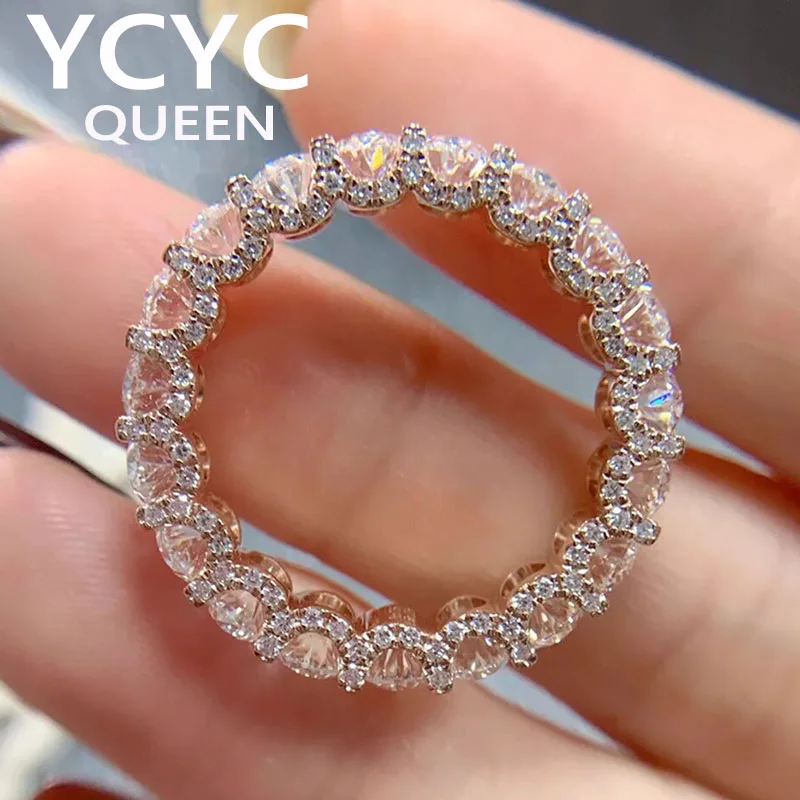 

Real Solid 10K Rose Gold Ring Women Engagement Anniversary Wedding Ring Oval Moissanite Diamond Ring Eternity Trendy