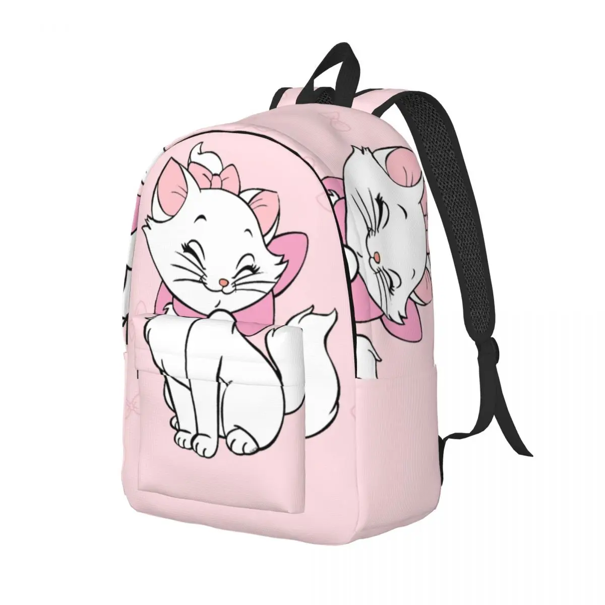 Aristocats Pink Marie Cat Backpack for Kindergarten Primary School Student Bookbag Boy Girl Kids Canvas Daypack Hiking