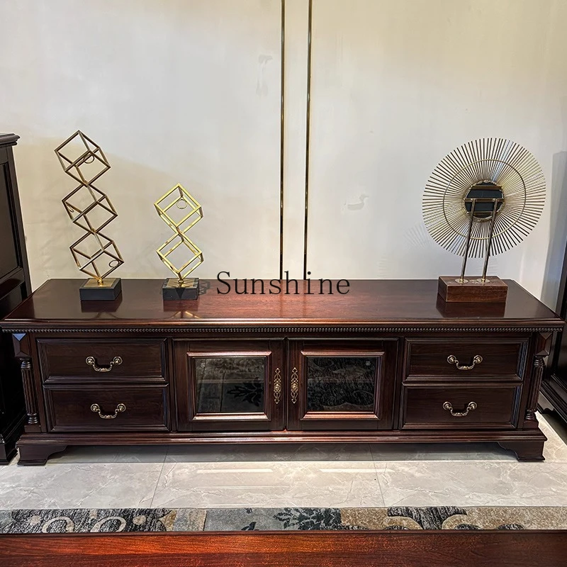 

American all-solid wood TV cabinet, living room coffee table combination, retro furniture, rural small apartment