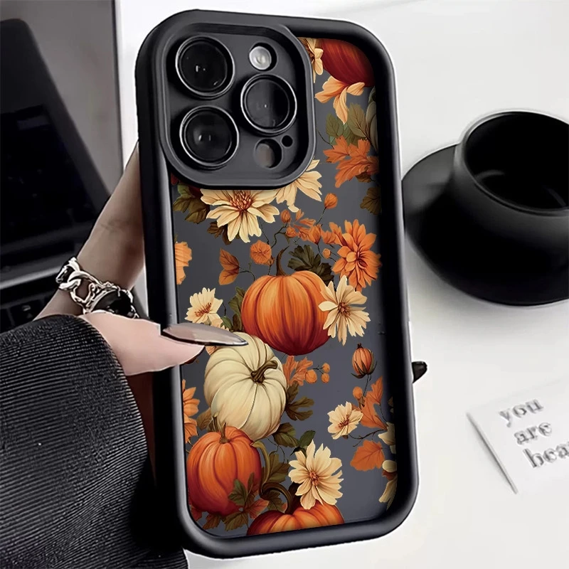 

Retro Autumn Pumpkin Pattern Phone Case For Samsung A56 5G Galaxy A36 A55 A54 A53 A52 S25 Ultra S24 FE S23 Plus S22 Bumper Cover