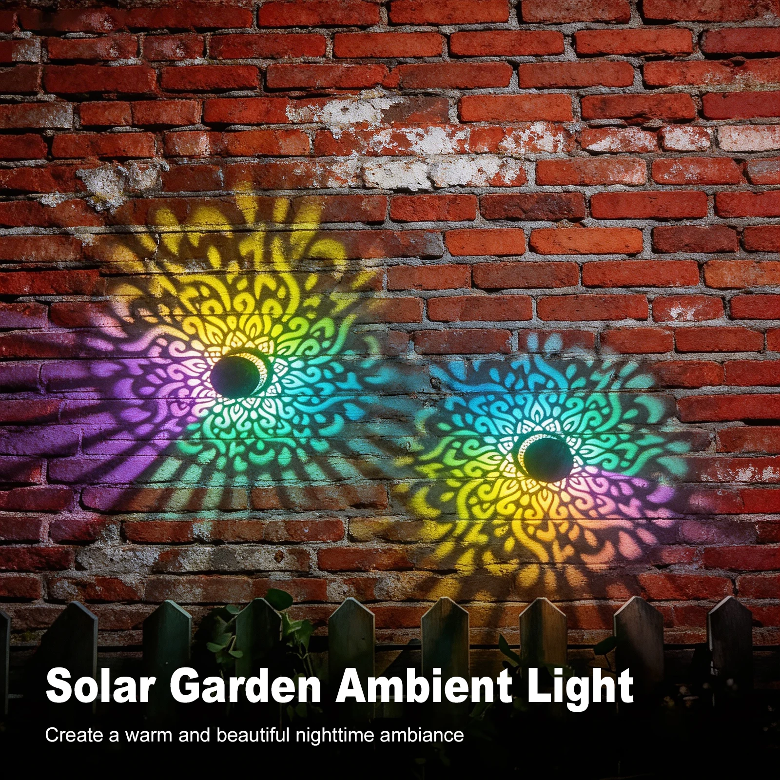 Outdoor Wall Lights Mandala Theme Waterproof Solar Wall Step Deck Lights for Garden Post Patio Backyard Decor