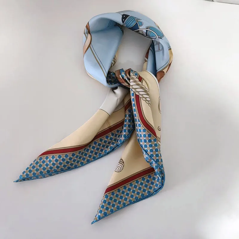 Womens Fashion 100% Silk Scarf Neckerchief Large Square Real Silk Head Scarves Hijab for Hair Wrapping 35