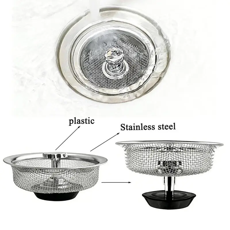 Durables Stainles Steel Kitchen Sink Strainer with Handle Stopper Replaceable Drain Basket Filter Mesh for Waste Hole Easy Clean - Image 4