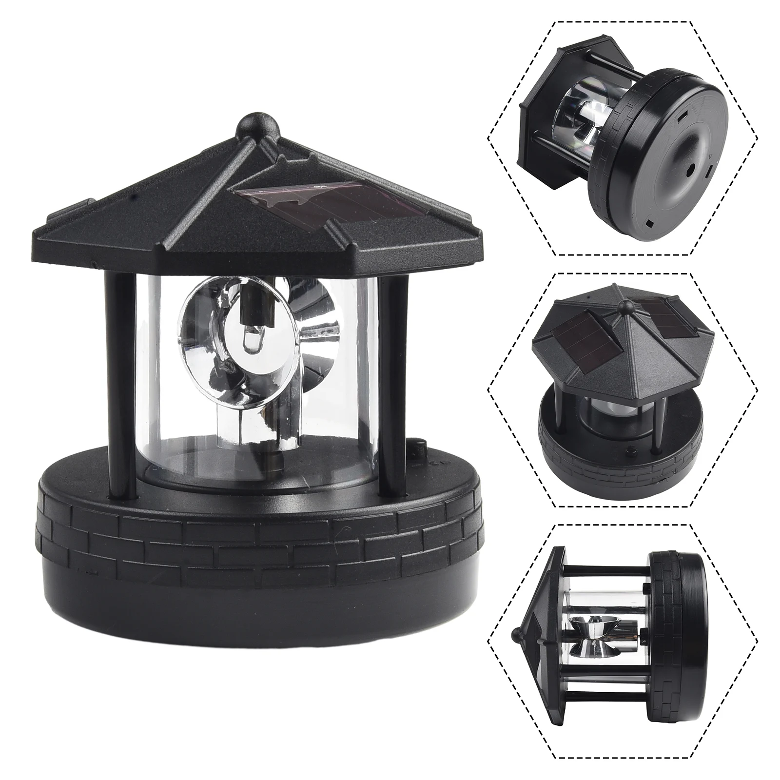 LED Solar Lighthouse 360 Degree Rotating Statue Lamp For Garden Yard Outdoor Garden Waterproof Street Light Rotating Beam Lamp