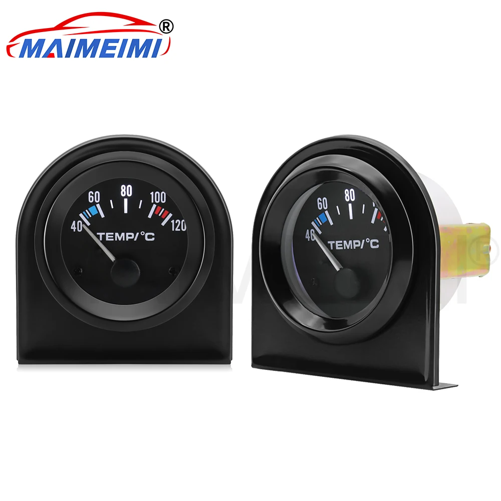 

40~120 Celsius Water Temp Gauge 52mm Temperature Meter With 1/8NPT Sensor 12V Auto Instrument Black Shell