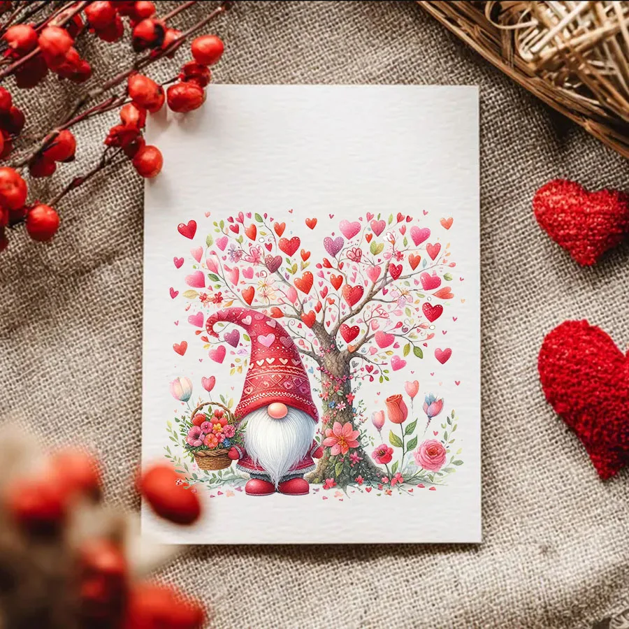 3pcs Valentines Day Gnomes Romantic Love DIY UV DTF Rub On Glass Cup Wrap Transfer Sticker Crafts Mug Greeting Cards Home Decor view 4