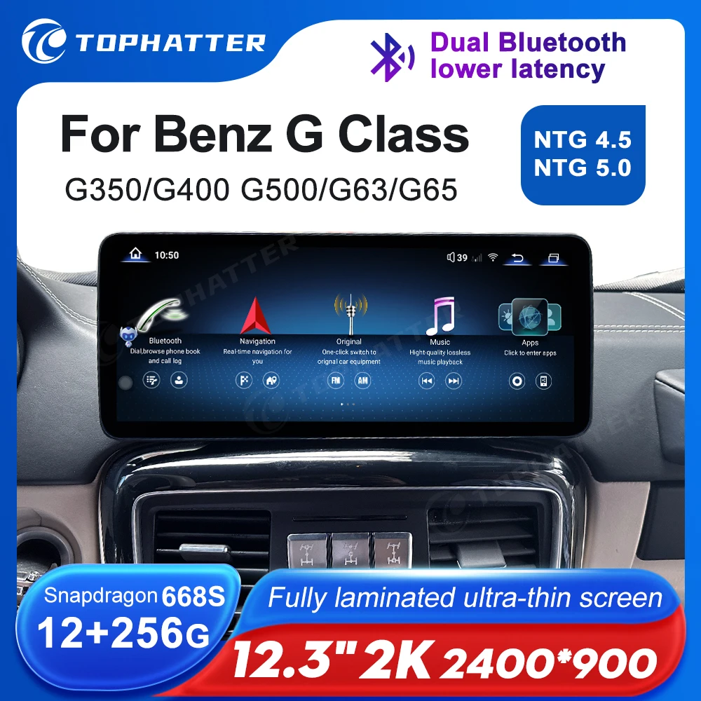 

12.3 2K 2400*900 Car Radio For Mercedes Benz W461 G350 G400 G500 G63 G65 Android Auto Multimedia Player Head Unit Screen 3D Cam