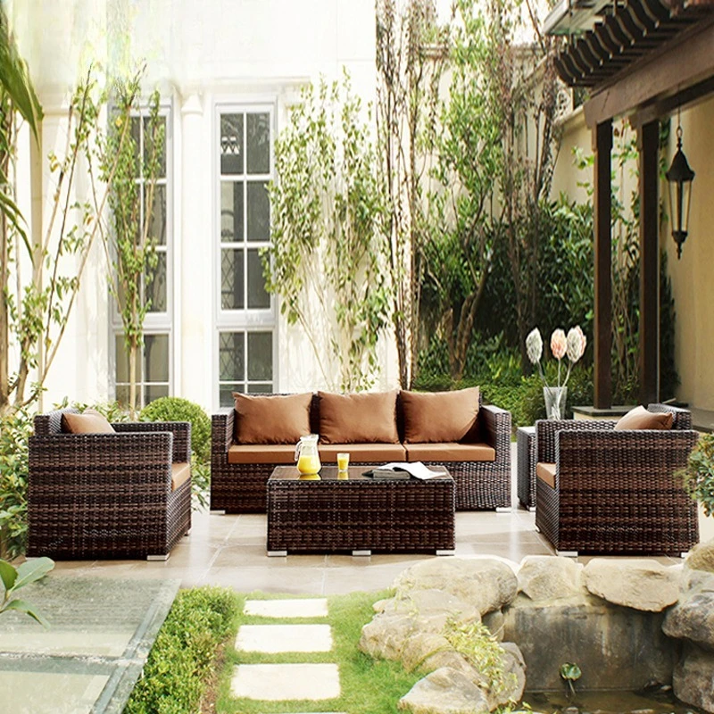 

Outdoor sofa rattan courtyard garden furniture rattan chair sun protection rain protection balcony terrace leisure outdoor