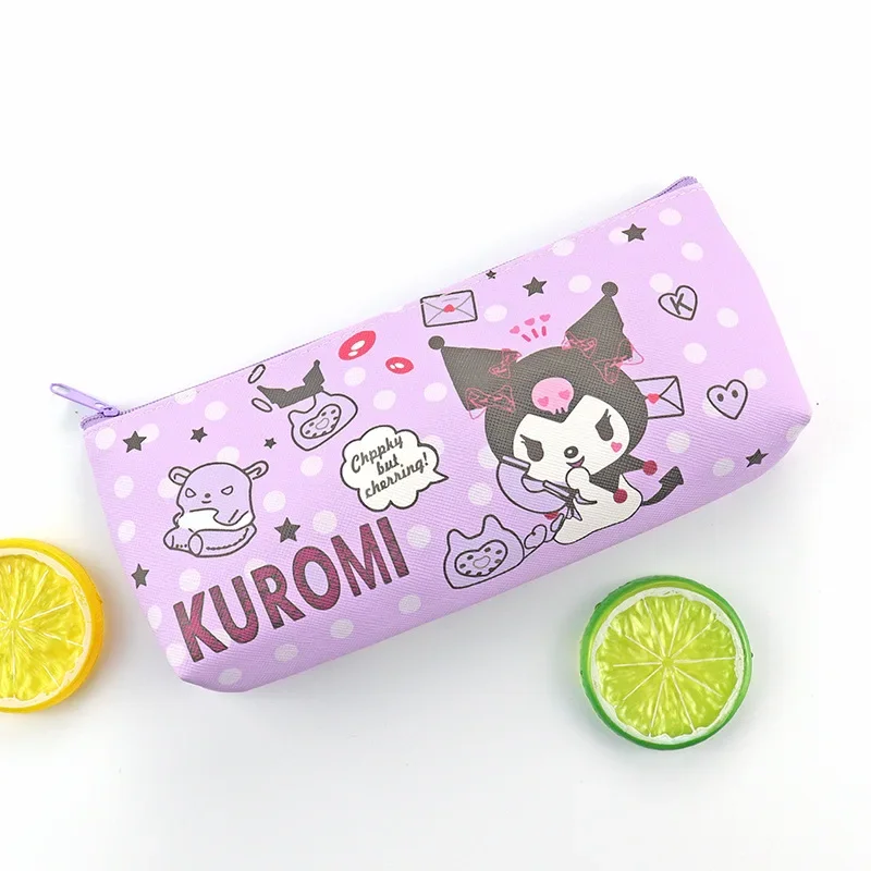 Sanrio Pencil Case Cinnamoroll Hello Kitty Kuromi Melody Stationery Bag PU Waterproof Pencils Bag Student Pencil Stationery