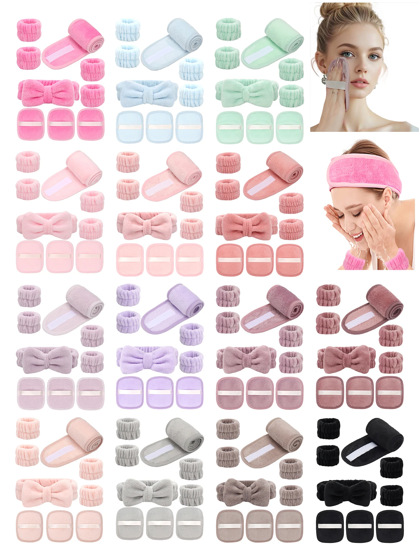 

Повязка на голову + набор чистящих полотенец из 9 предметов, 1 повязка на липучке, 1 повязка на голову с бантом и чистящее полотенце из 4 предметов