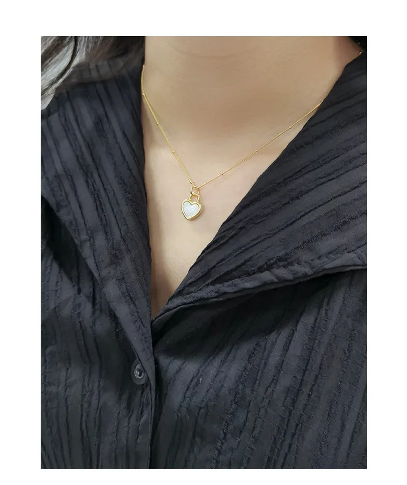 Niche Design Versatile Love Black and White Double-sided Onyx Necklace Plated Silver